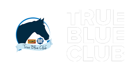 True Blue Club logo - horse heard with Kent and Blue Seal logos